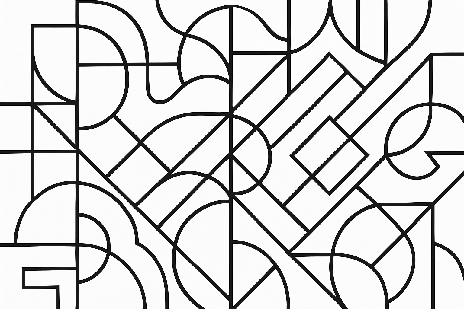 white background and black lines making patterns